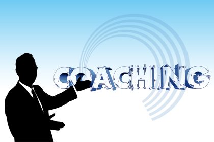 Diagram of a man posting to the word "Coaching"